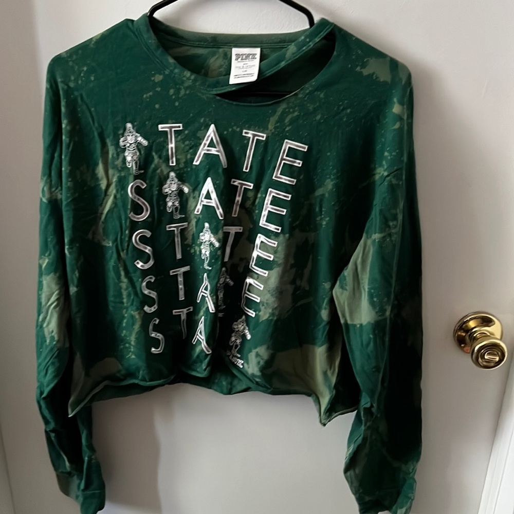 Michigan state cropped tie dye shirt
